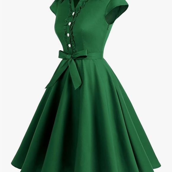 Green Midi Dress with Bow Detail - Picture 2 of 5